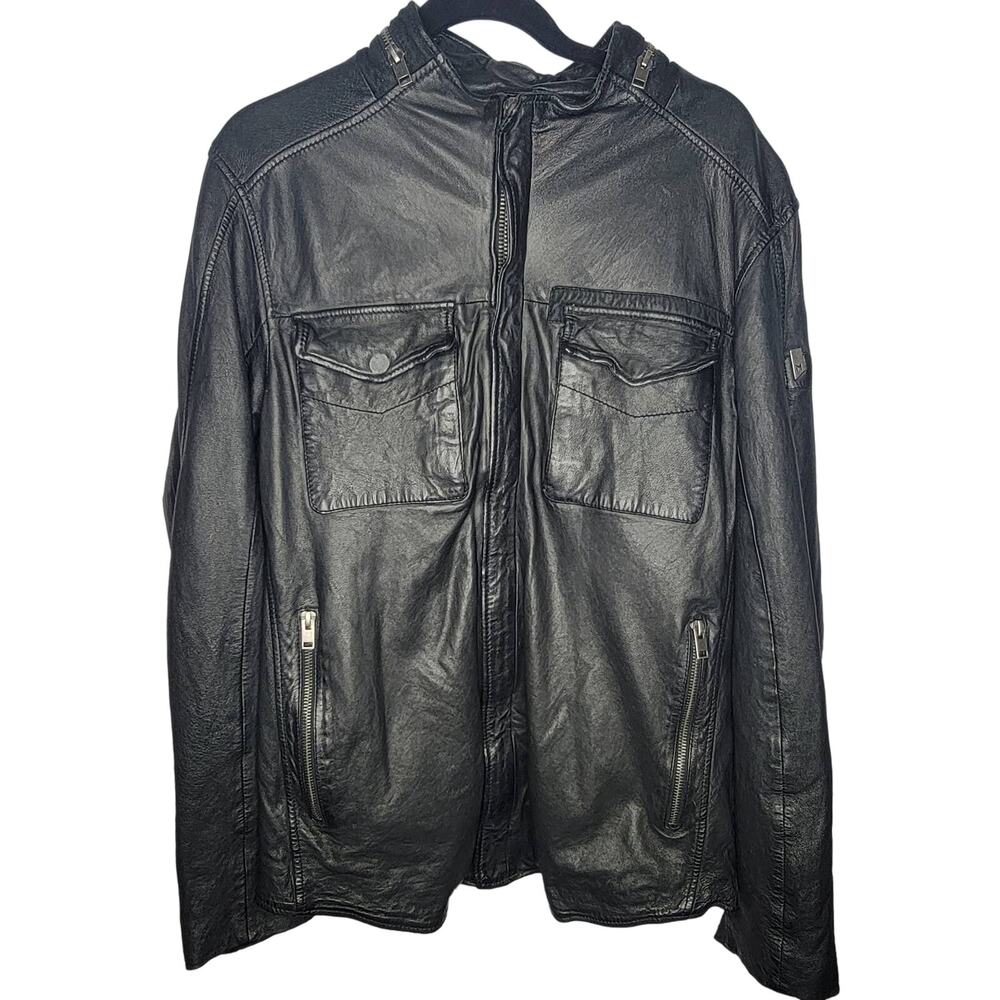 MAURITIUS LEATHER MEN'S GOEFF LAMB LEATHER ZIP-FRONT TRUCKER JACKET - Picture 3 of 16
